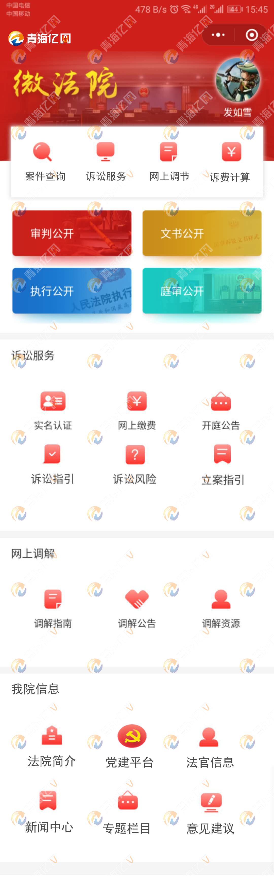 【定制】青海“微法院”项目根据用户需求开始定制设计